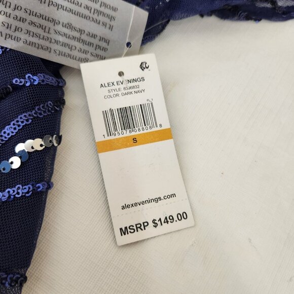 Alex Evenings Women's Sequined Short Sleeve Scoop Neck Blue Top Blouse Size S 12 - Picture 10 of 12